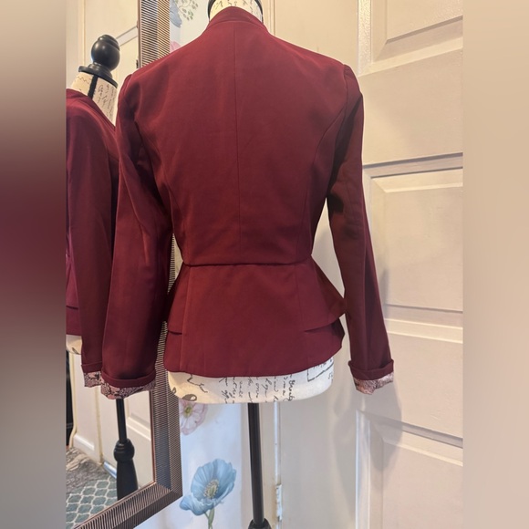 Amisu Peplum Blazer Jacket - Wine - Picture 5 of 8